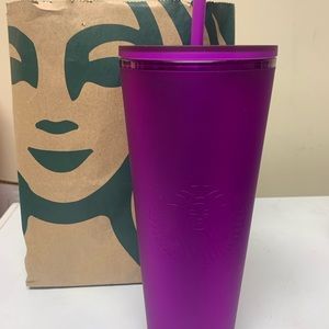 STARBUCKS Valentines Purple Soft Touch Cold Cup Tumbler